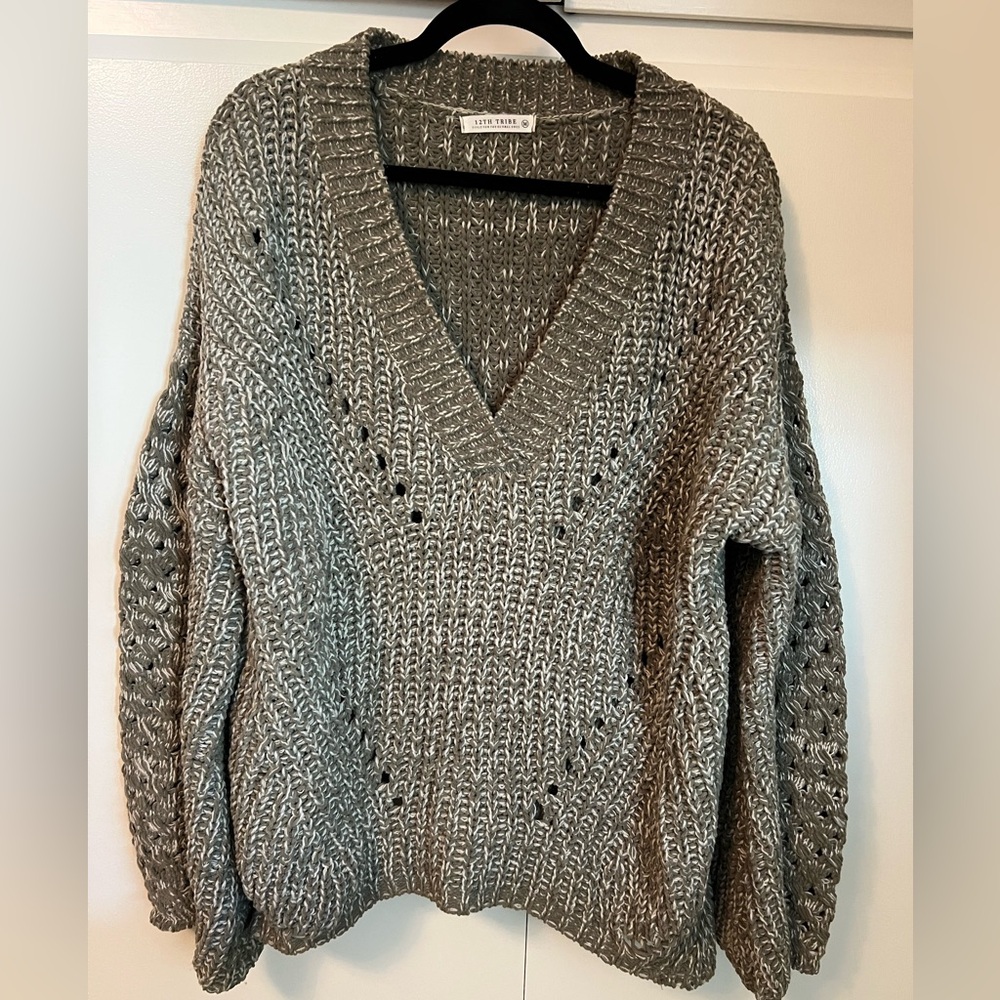 12th Tribe LIKE NEW Oversized Olive Green Sweater